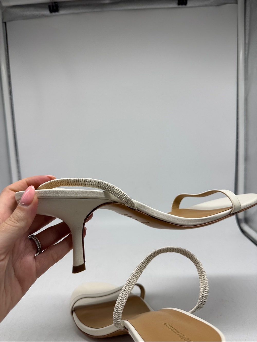 Reformation White Sling Back Heels Size 10 - Picture 3 of 16